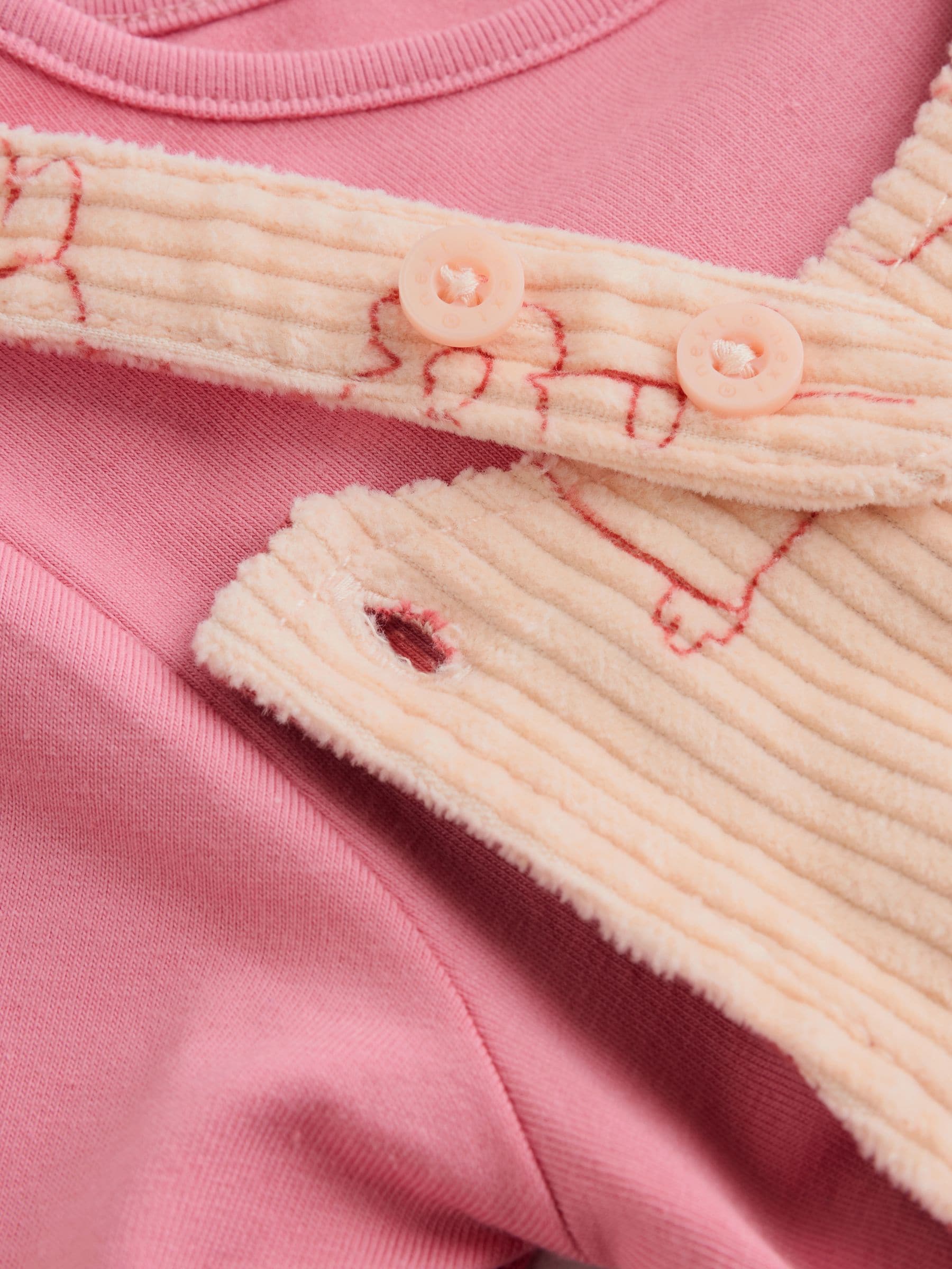 Cream / Pink Character - Babyset van tuinbroek en rompertje, tweedelig (0mnd-3jr)