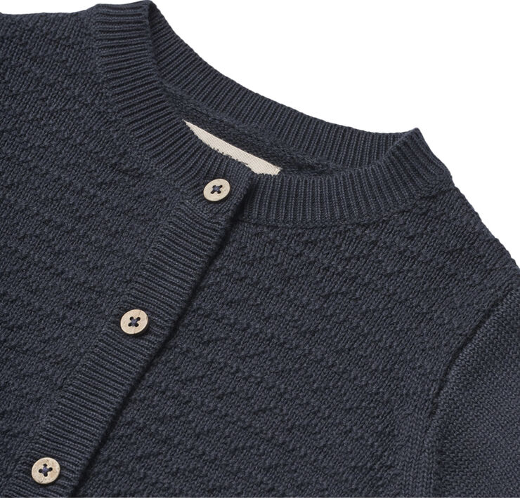 Wheat Strik Cardigan Bjørn Blå