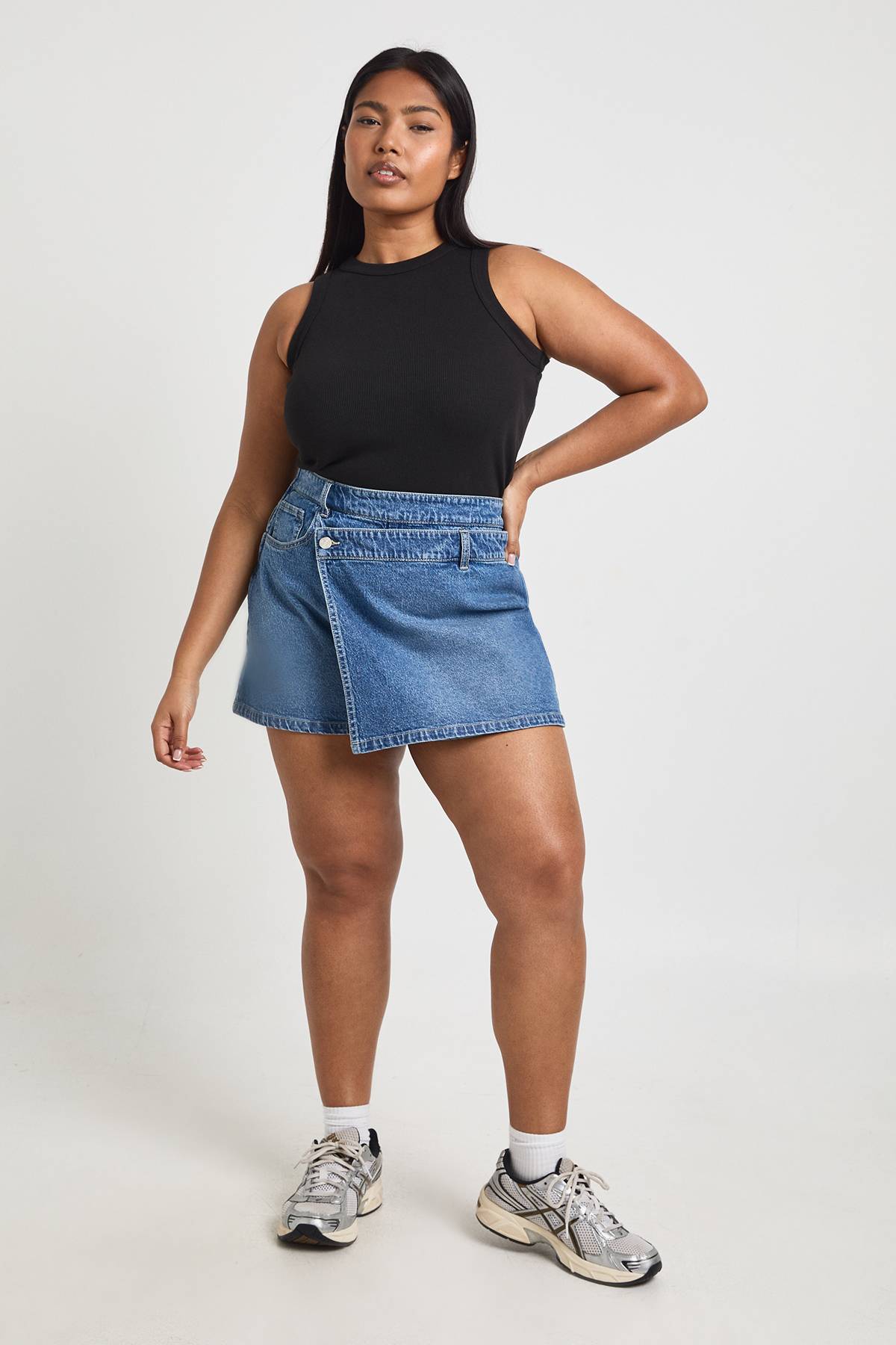 boohoo Jupe-short En Denim Grande Taille