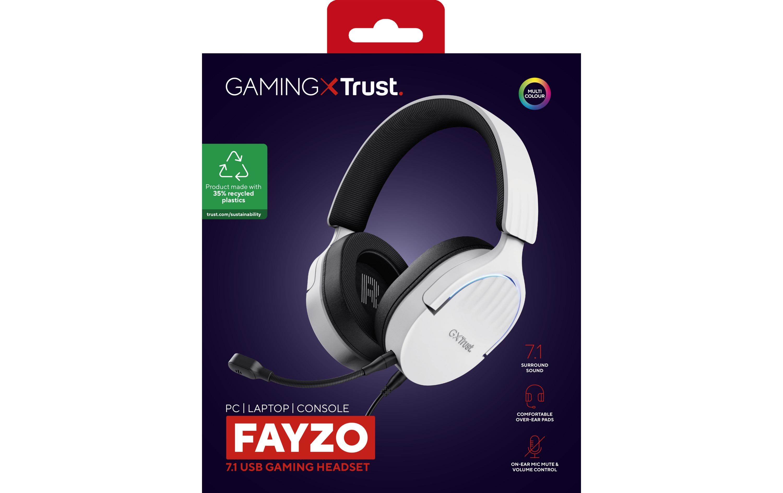 Headset GXT 490 FAYZO Schwarz/WeissLeistungsstarkes ohrumschliessendes 7.1 USB-Gaming-Headset für ein immersives Gaming-Erlebnis
