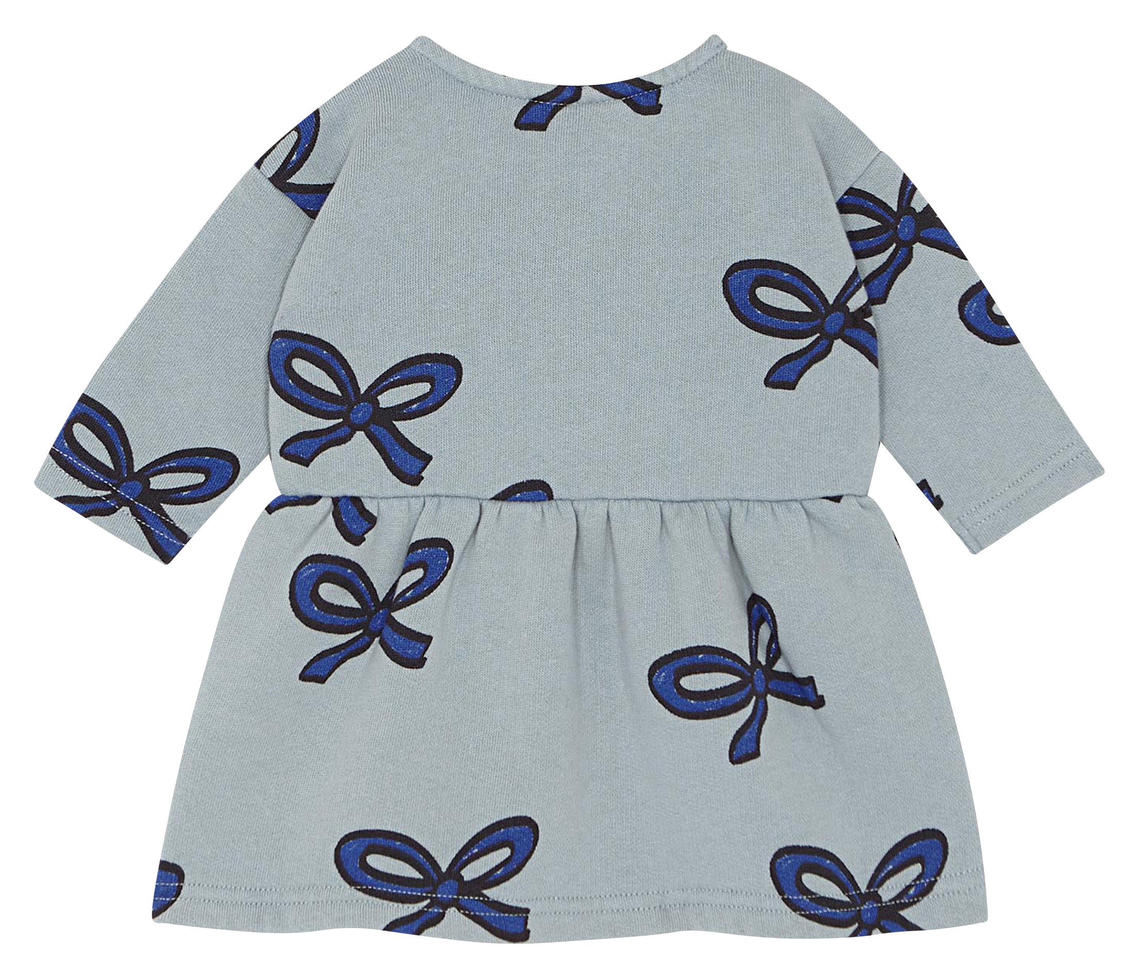 Robe courte col rond imprimée en coton| Bleu