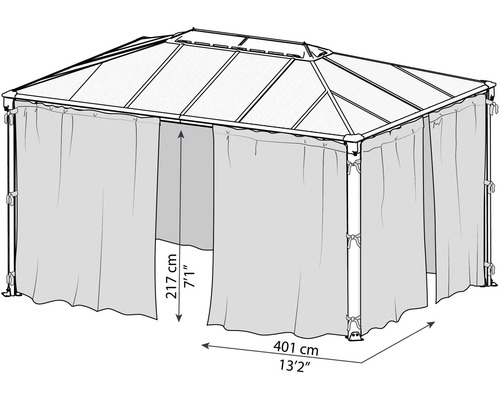 Palram Pavilion – Canopia Martinique 4300 Premium Tuinpaviljoen incl. gordijnset 430 x 295,5 cm antraciet