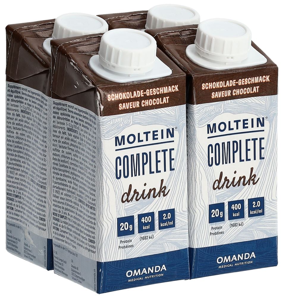 moltein Complete Drink<br>4 × 200 ml, Tetrapack, Emulsion zum Einnehmen, Schokolade