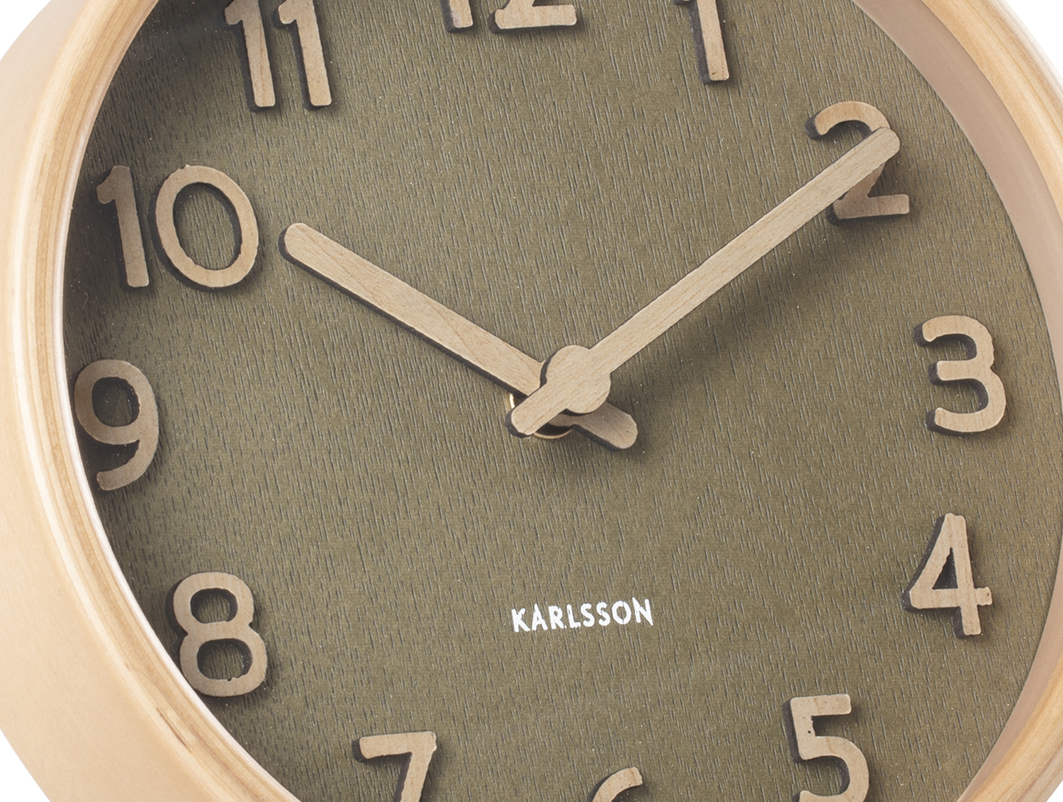 Table clock Pure wood grain moss green