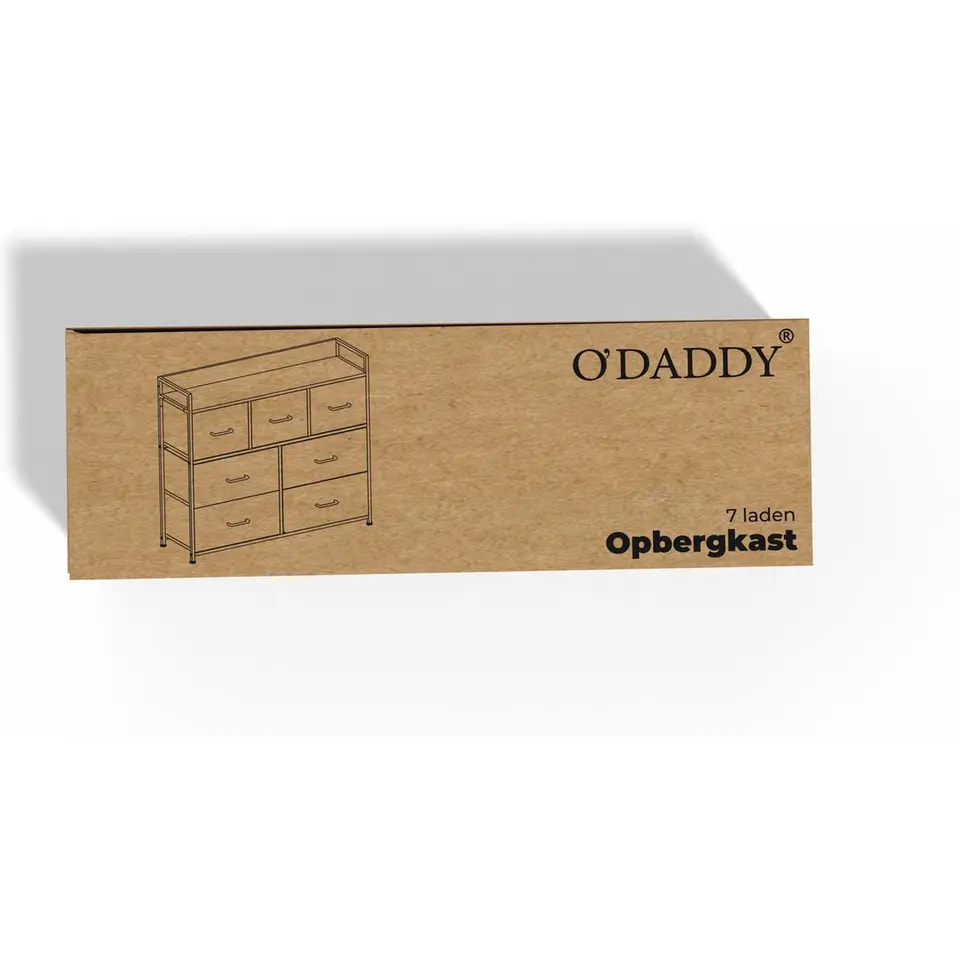 O'DADDY Industrieel Ladekast - 7 Laden - Vintage Bruin/Zwart - 28,5x98x85 cm