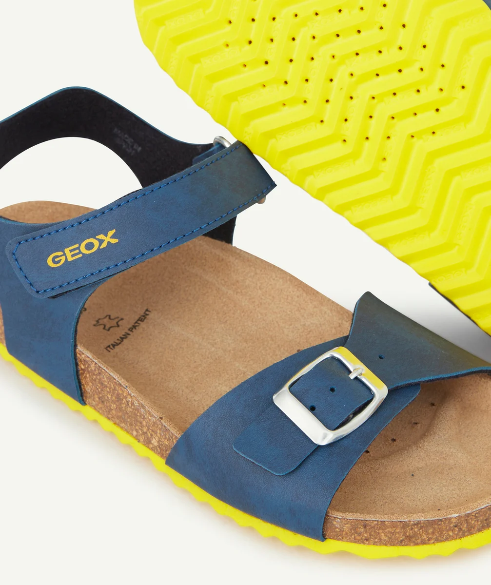 GEOXSANDALES GHITA BLEU MARINE À SCRATCH AVEC DÉTAILS JAUNES