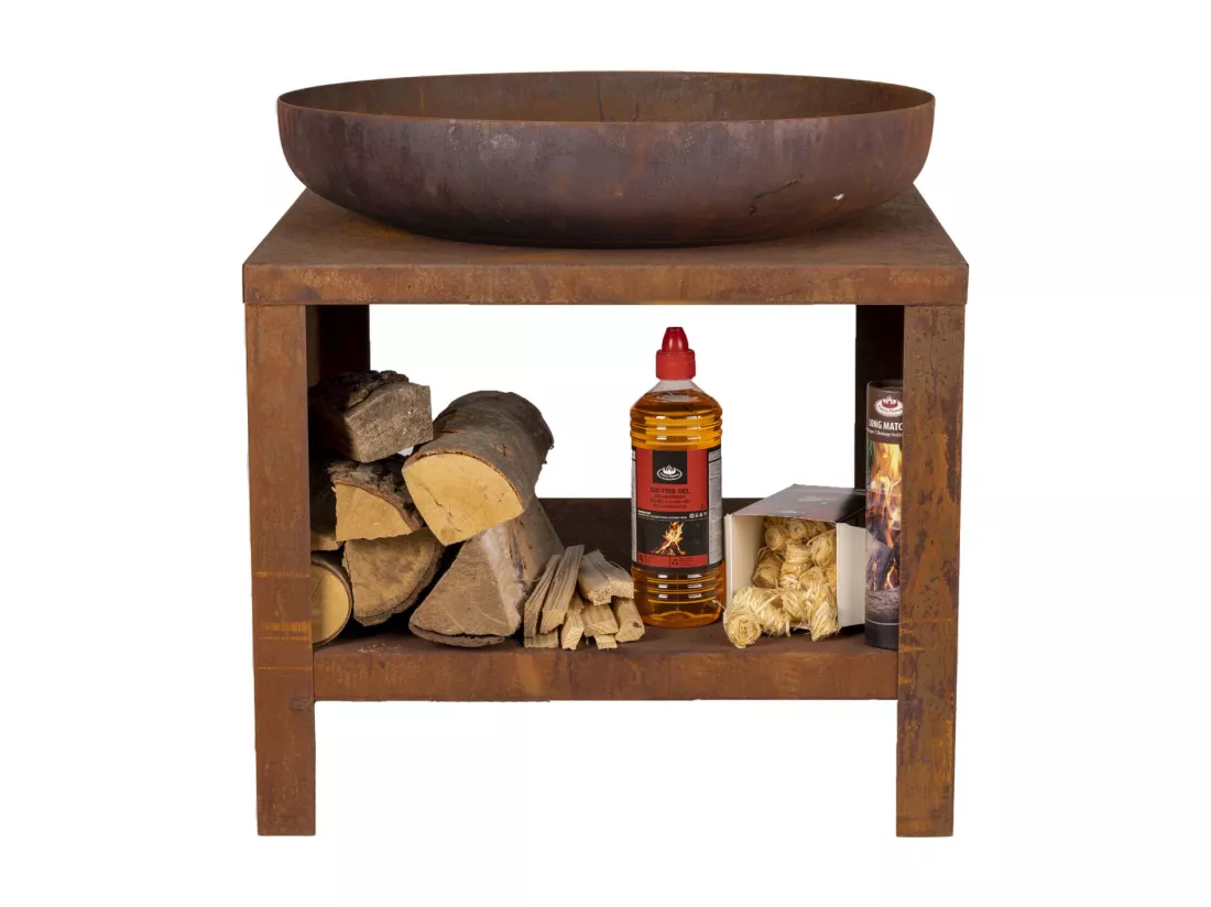 Braséro en métal avec range bois 60 cm