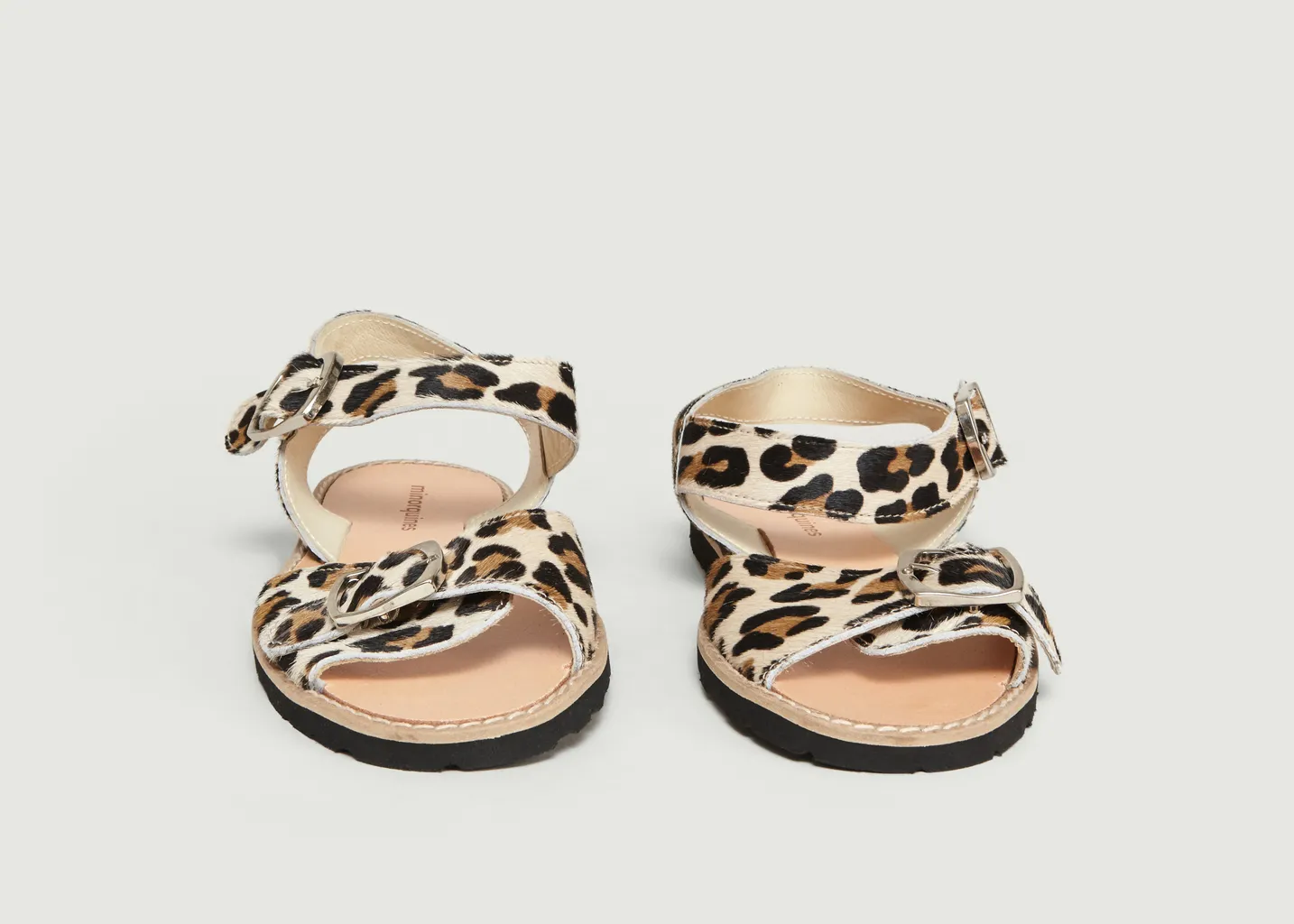 Sandales à Boucles Avarca en Cuir Façon Léopard Minorquines