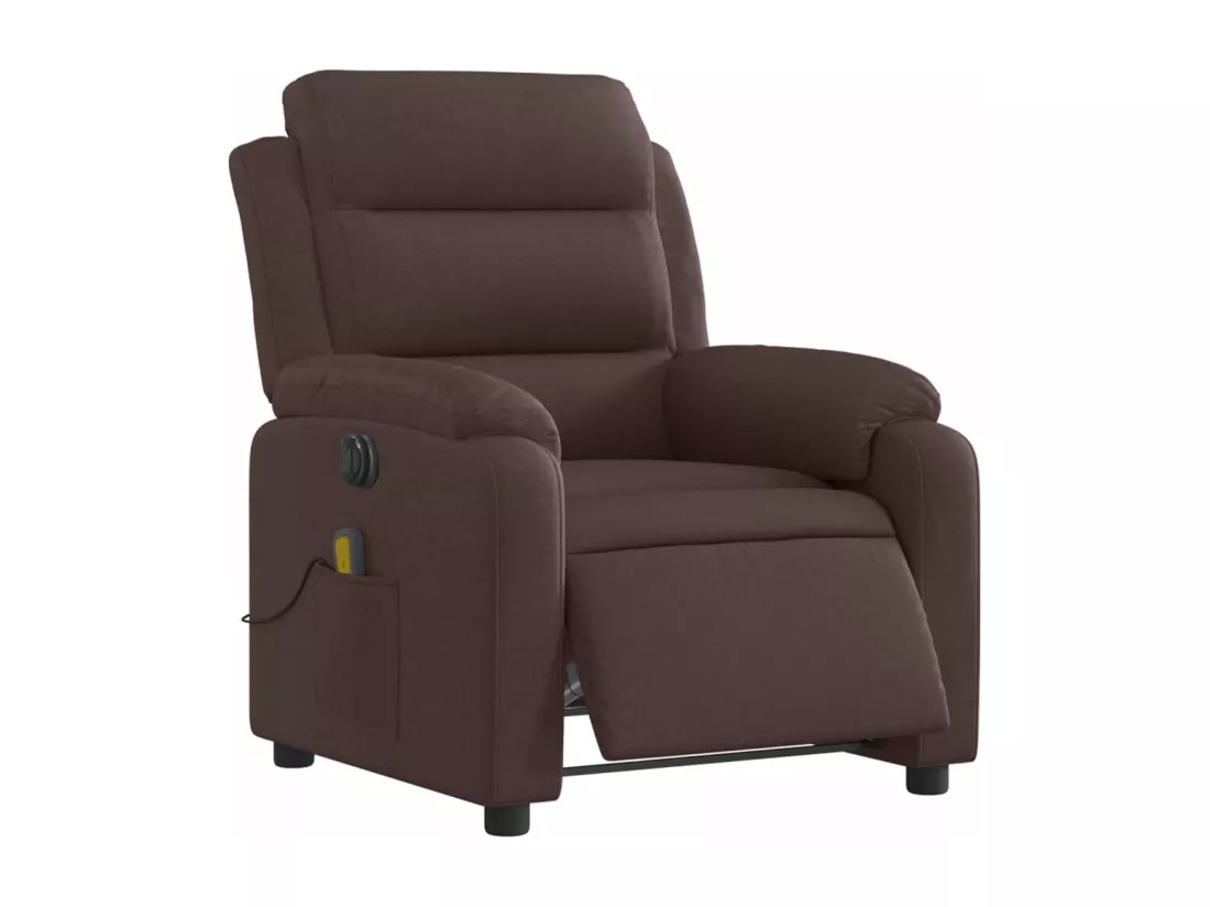 Fauteuil massant inclinable électrique Marron foncé Tissu