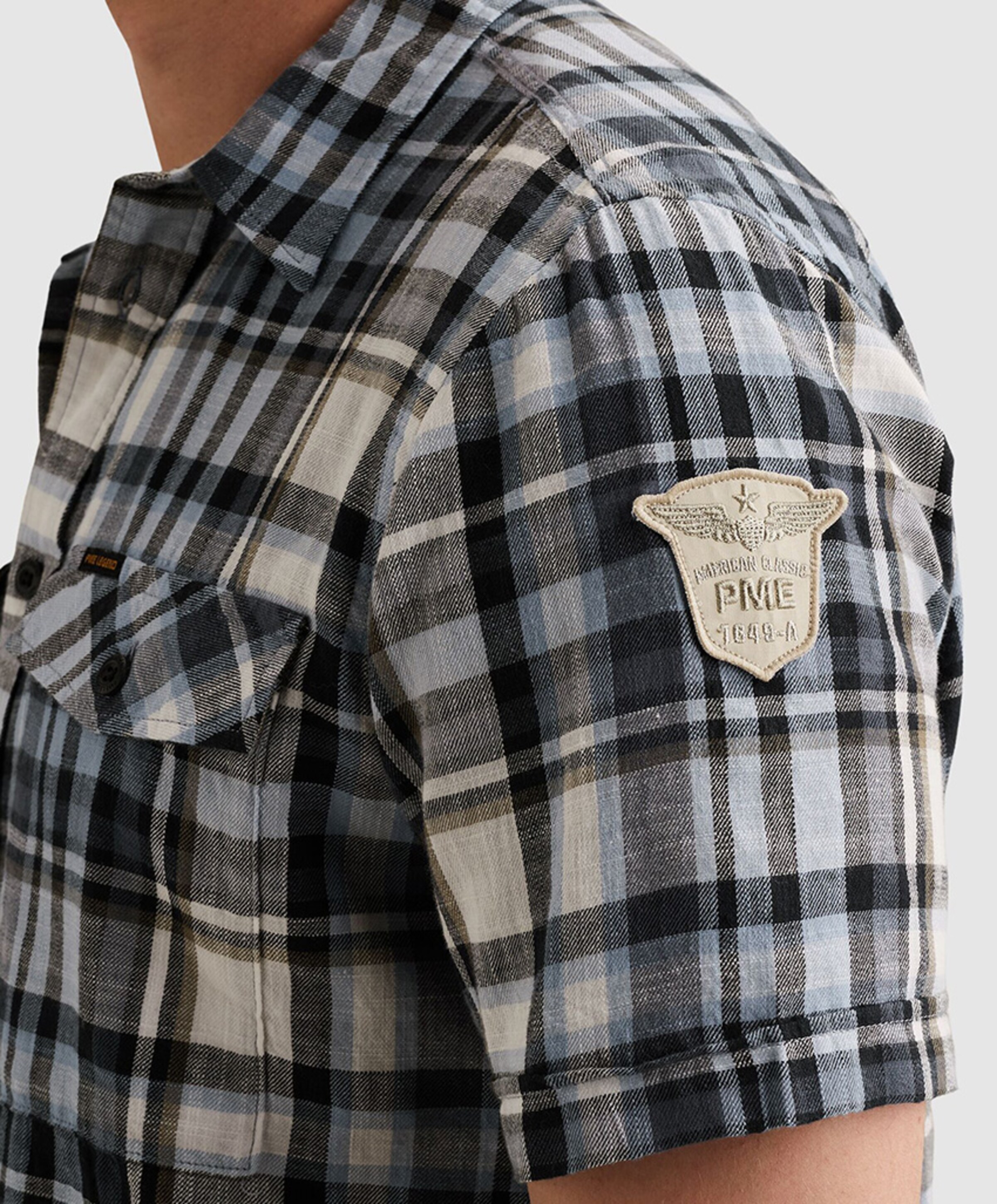 PME Legend Heren overhemd korte mouw blauw