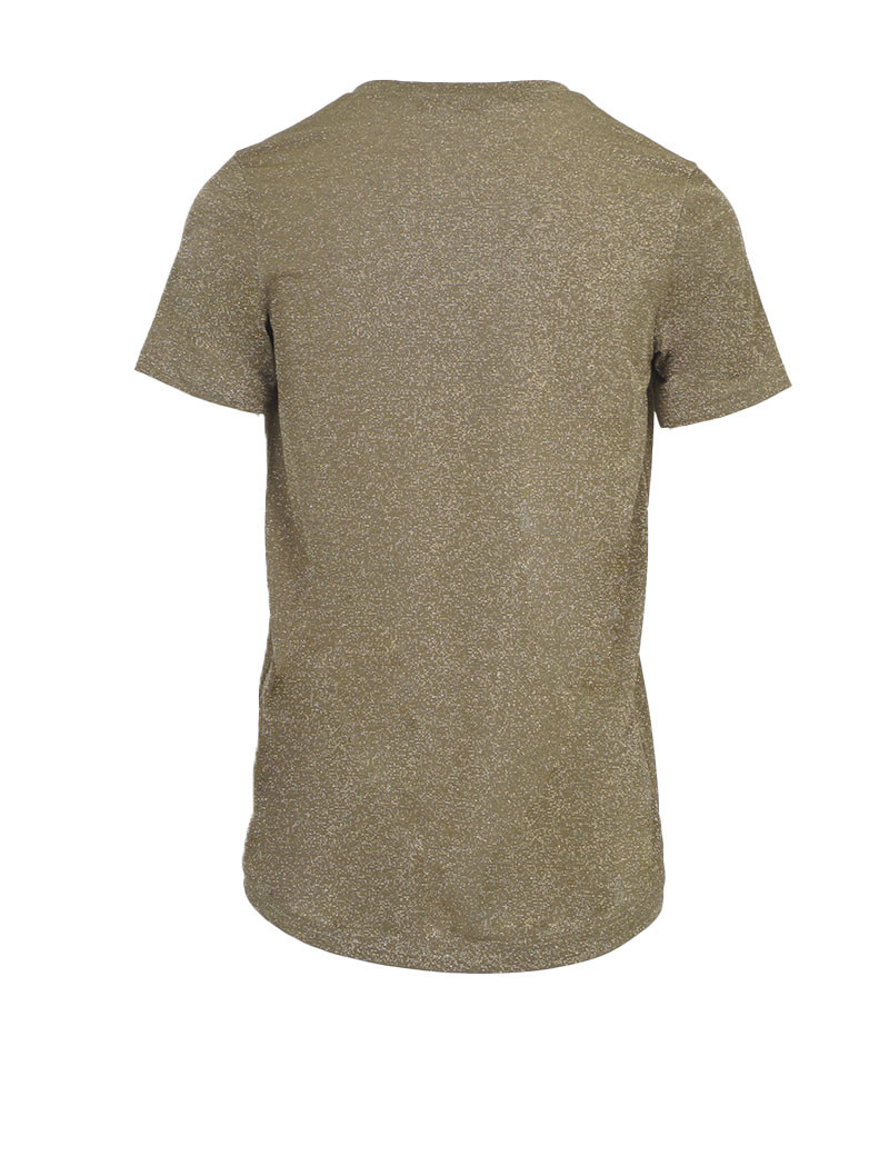 PLEASE T-SHIRT COL V MAILLE MÉTALLIQUE KAKI OR