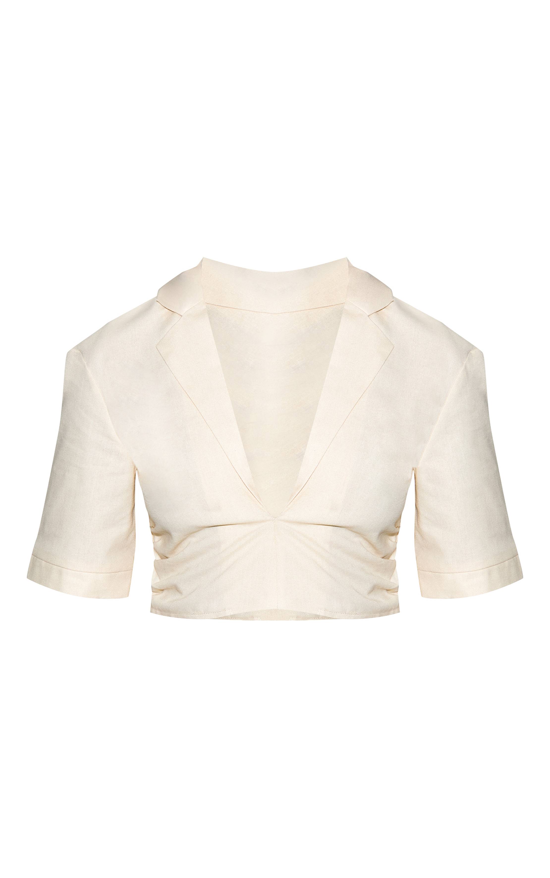 Crème Chemise Courte Tissée Légère
