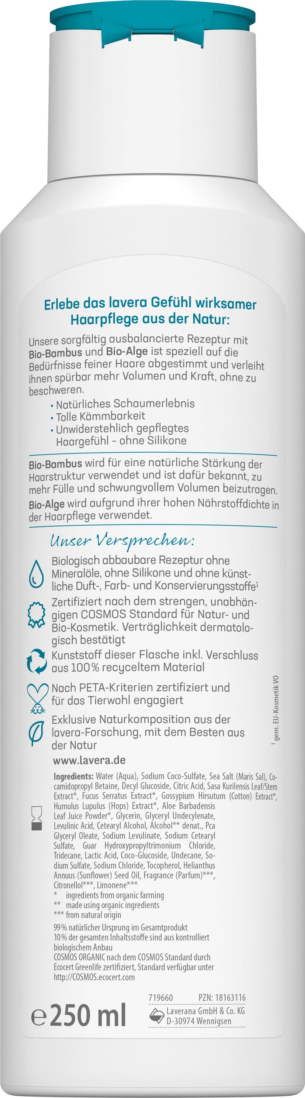 lavera  Pflegeshampoo Volumen & Kraft, 250 ml