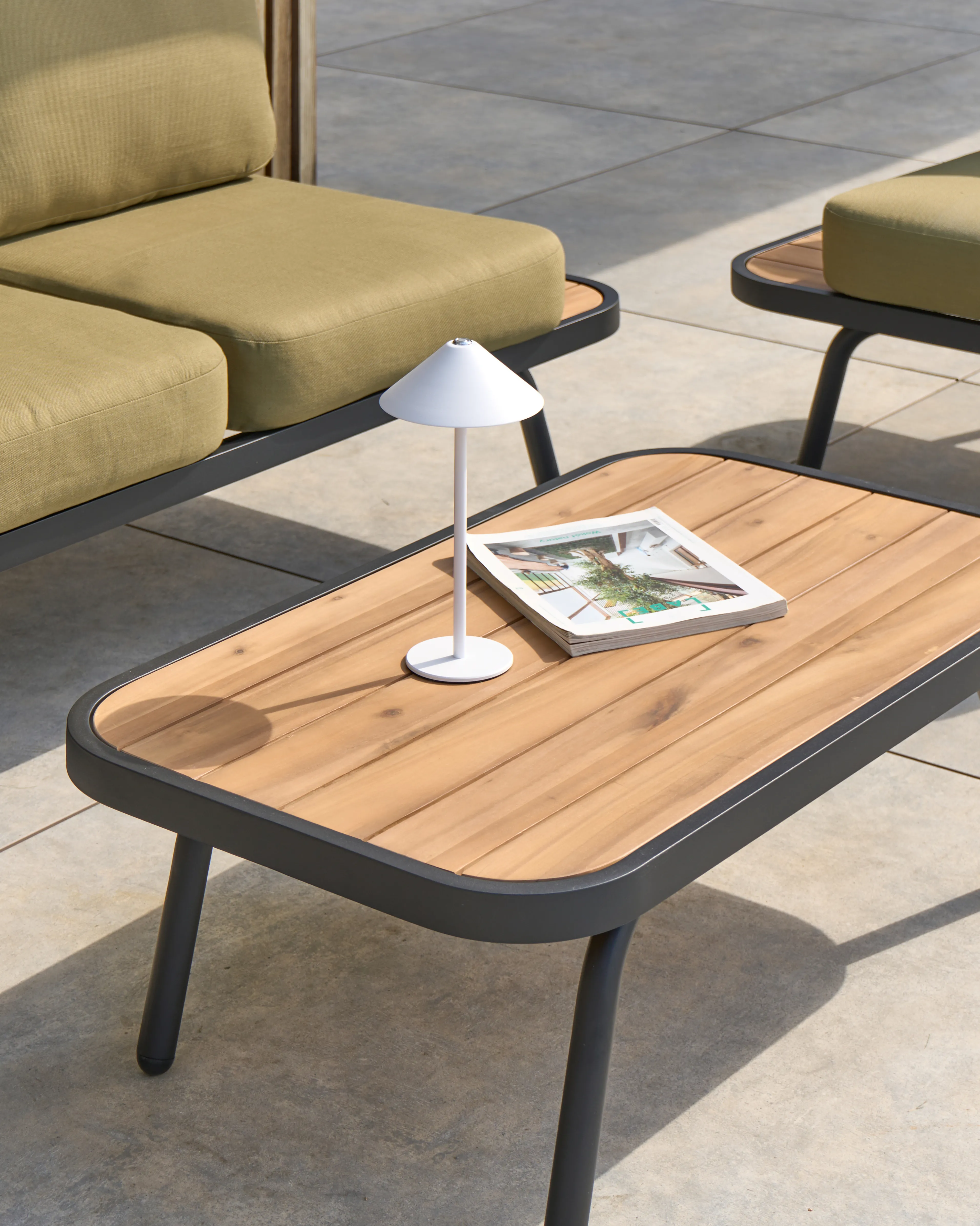 Loungeset met tafel 4-zits MINOZZO Gecertificeerd acaciahout Olijfgroen