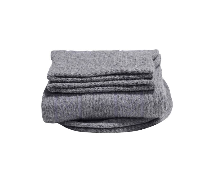 Chaussettes homme épaisses coton rayures Gris Chiné