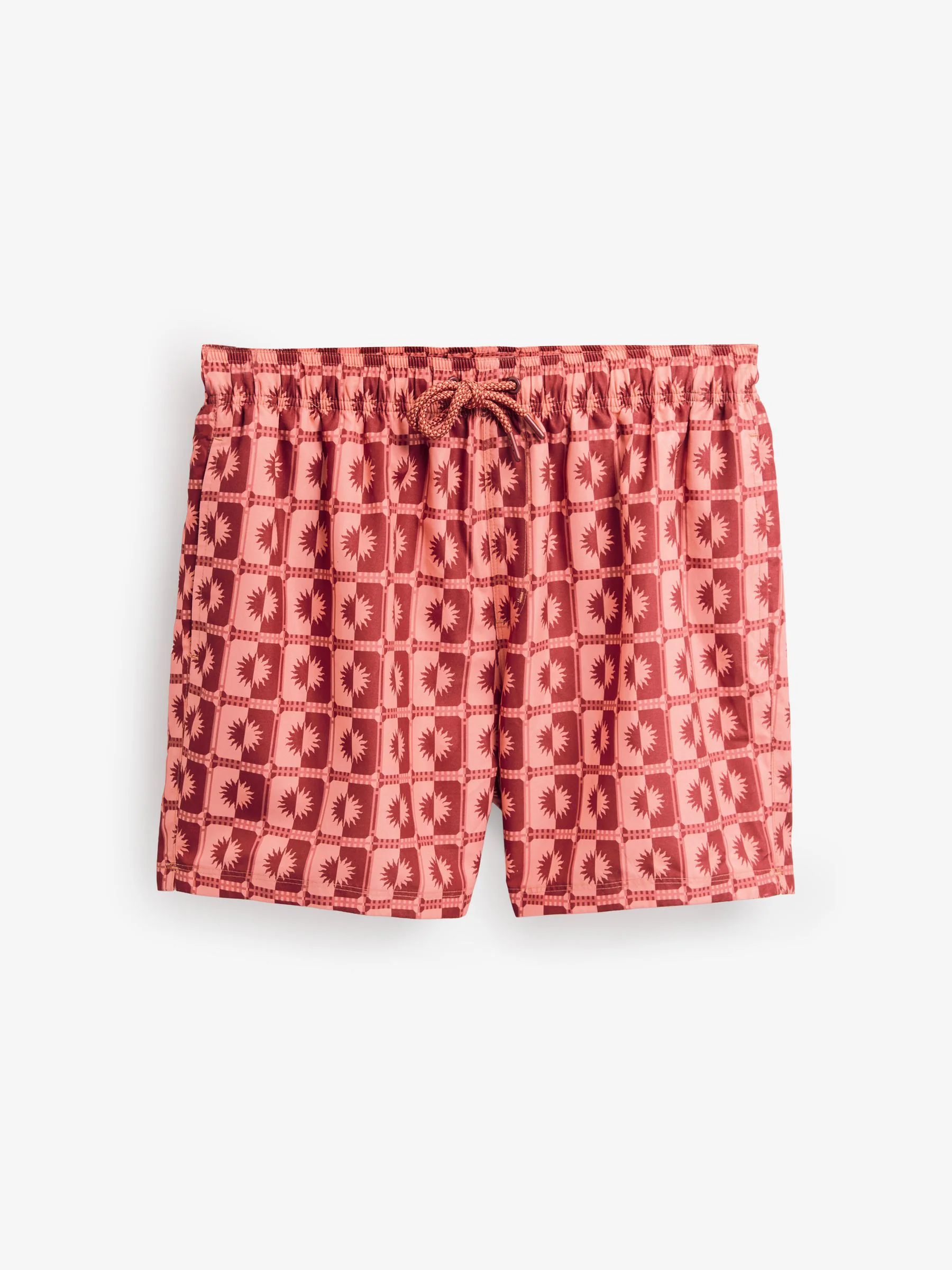 Koraalroze geometrische zon - Zwemshort met print