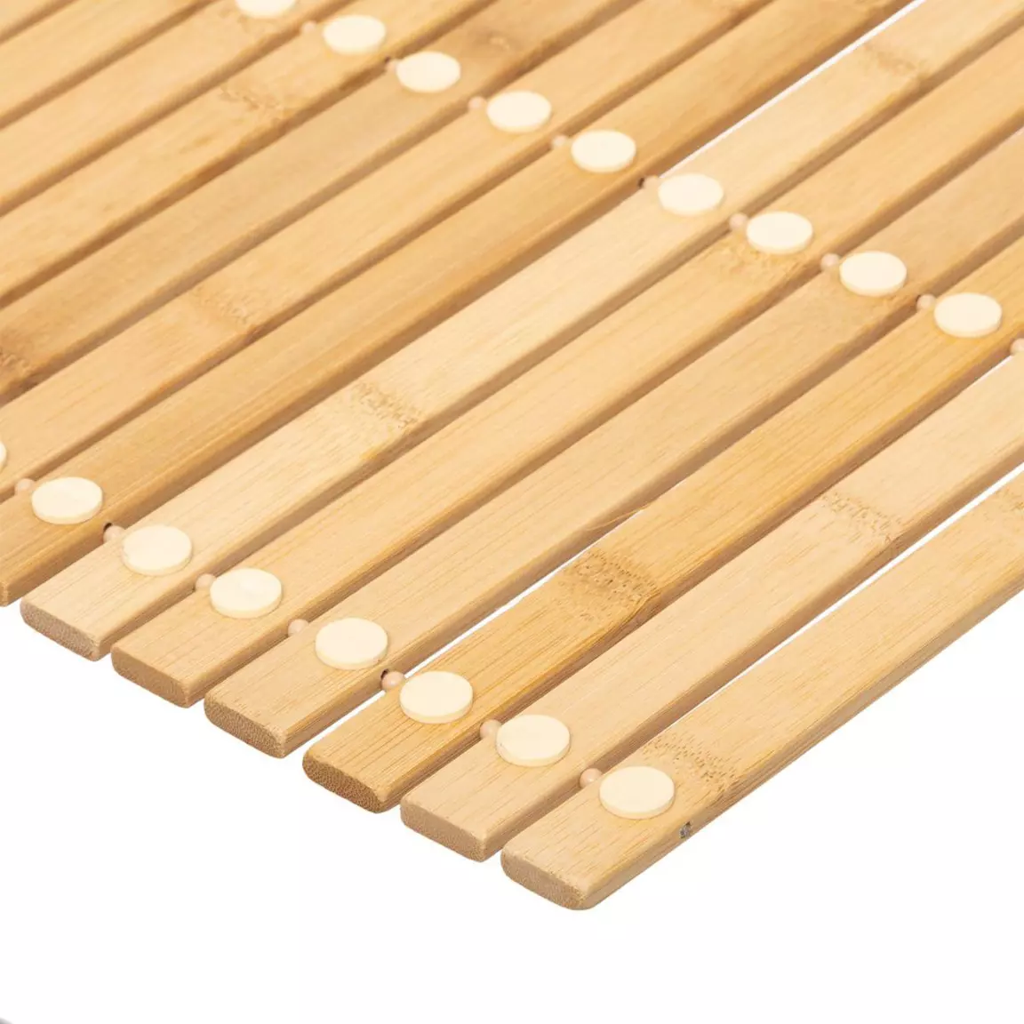 Tapis de bain caillebotis à rouler bambou (60 x 40 cm) Leo Beige