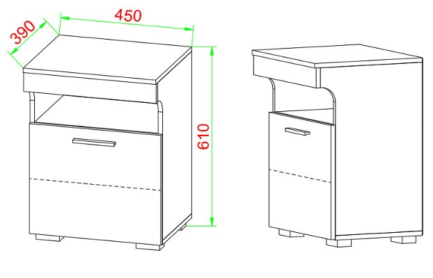VCM Nachtschrank Beistelltisch Drehtür Konsole Boxspring Nachttisch Slepal M