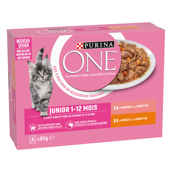 Effilés sauce saumon poulet - chat junior 1-12 mois 8x85g