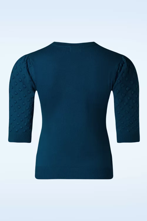 Topvintage Boutique Collection Milly gebreide top in tealblauw