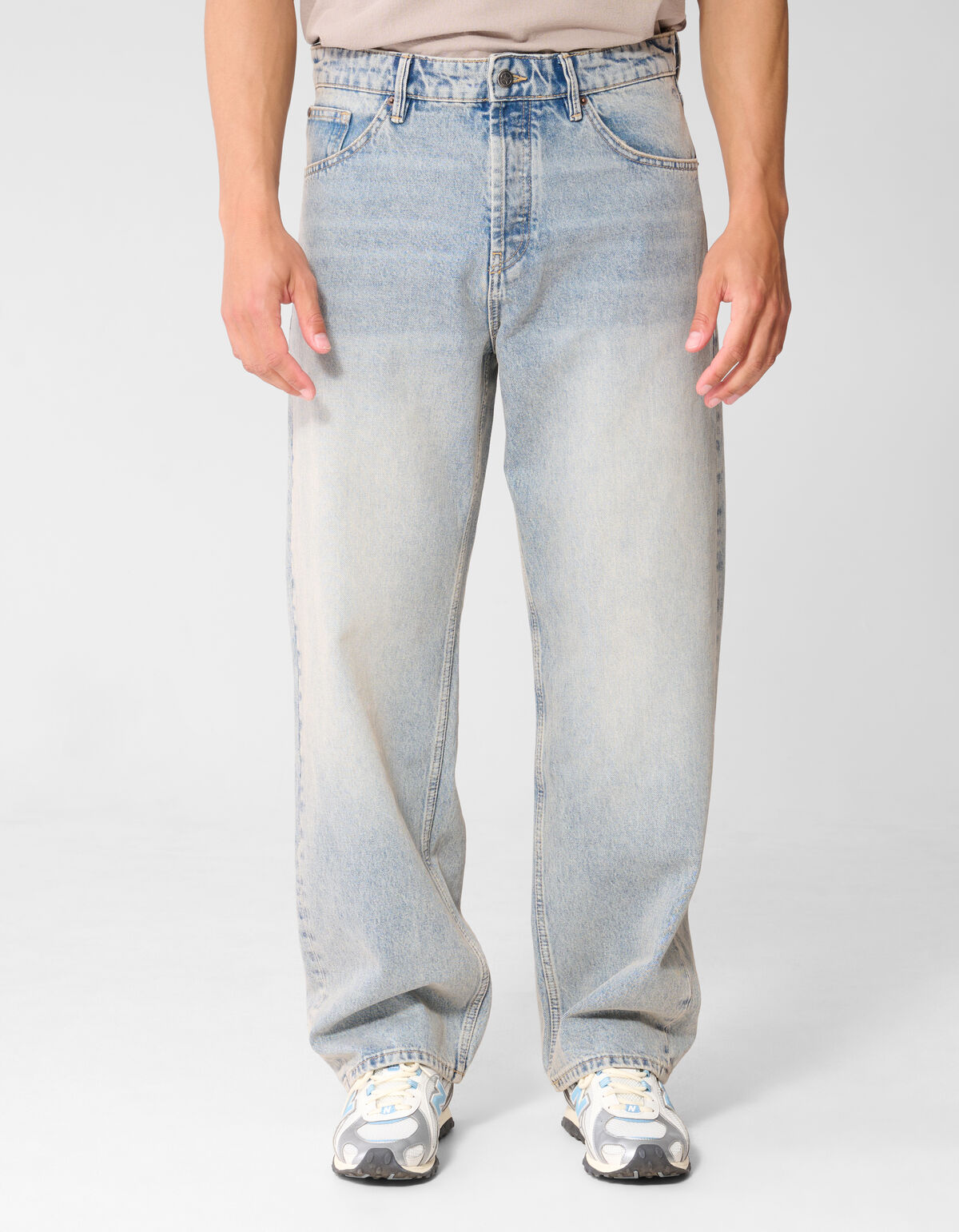 Baggy Fit Jeans Washed Blauw/Grijs L32