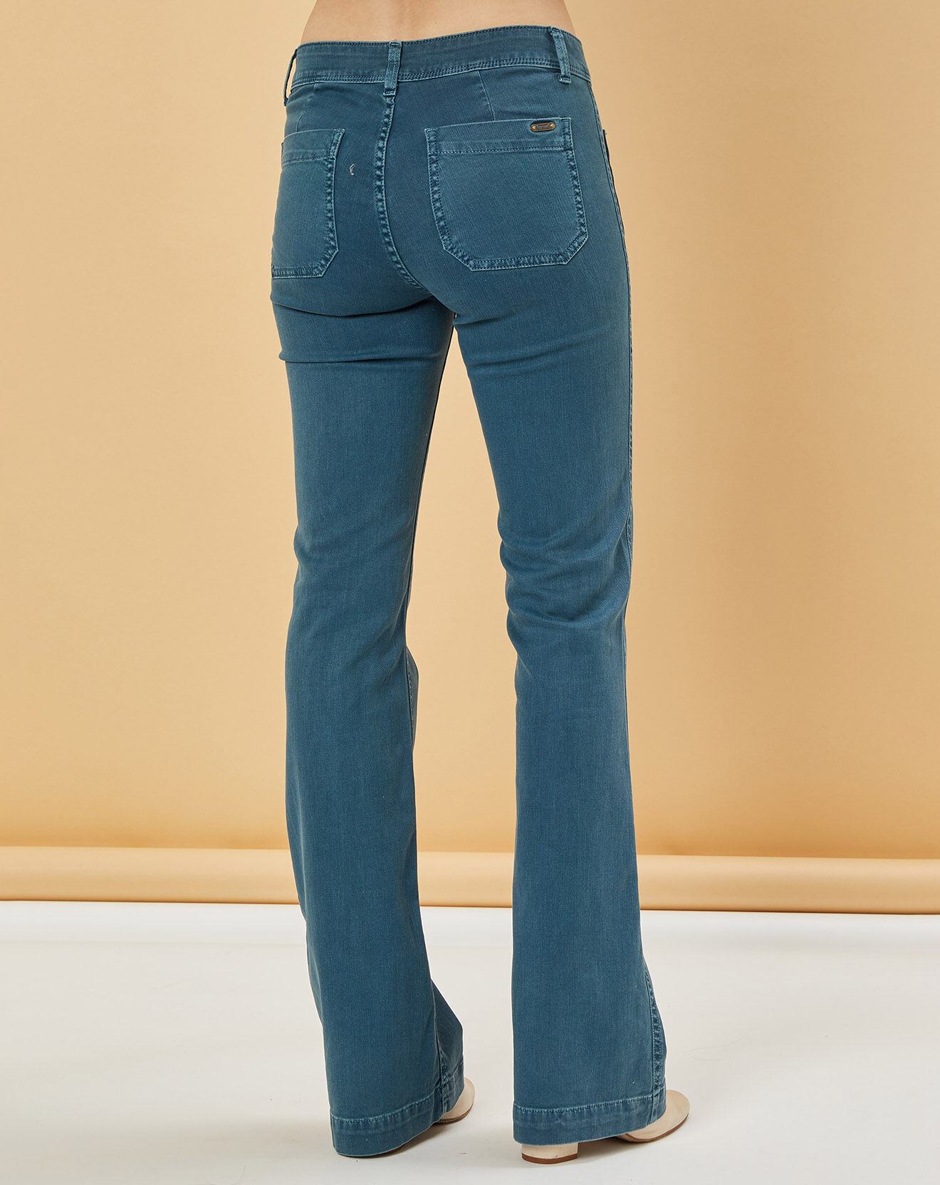 Acquaverde Jean bootcut Charlotte bleu canard
