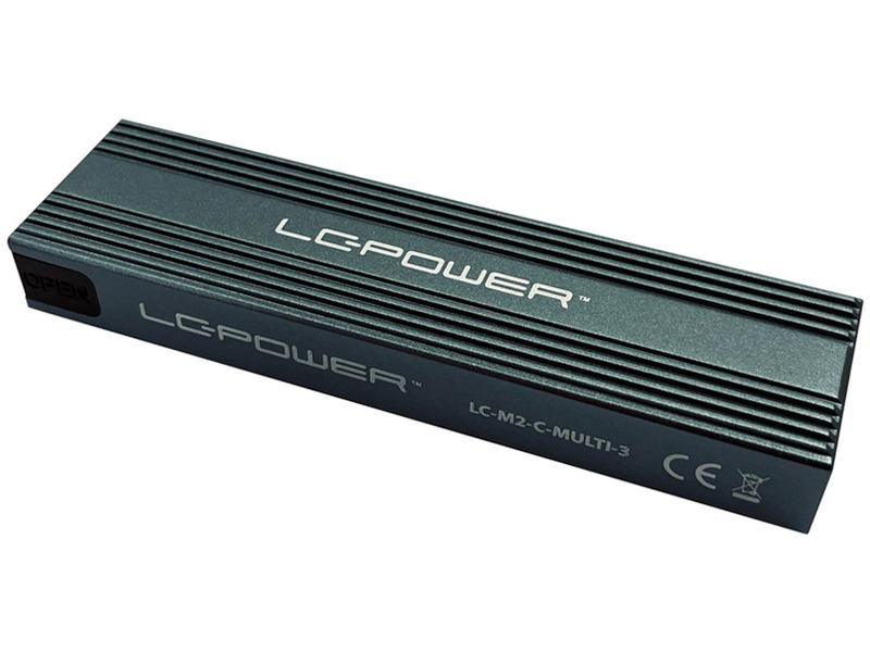 LC-Power Externes Gehäuse LC-M2-C-MULTI-3 M.2 Externes USB Typ-C Gehäuse für M.2 NVMe SSD
