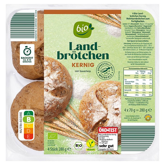 BIO Bio-Landbrötchen 280 g, Kernig