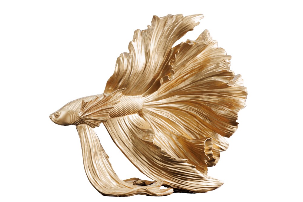 riess-ambiente Skulptur CROWNTAIL - Design Deko Figur Kampffisch 35cm gold Betta Fisch Skulptur