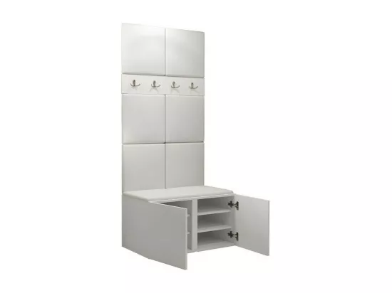 Meuble d'entrée Hartford 267, 186x84x46cm, Blanc, Faux cuir|Stratifié