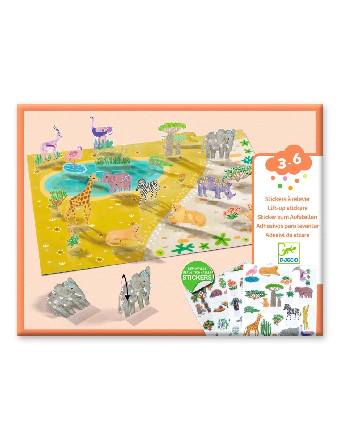 Djeco dj00044 Stickers om rechtop te zetten-Dieren