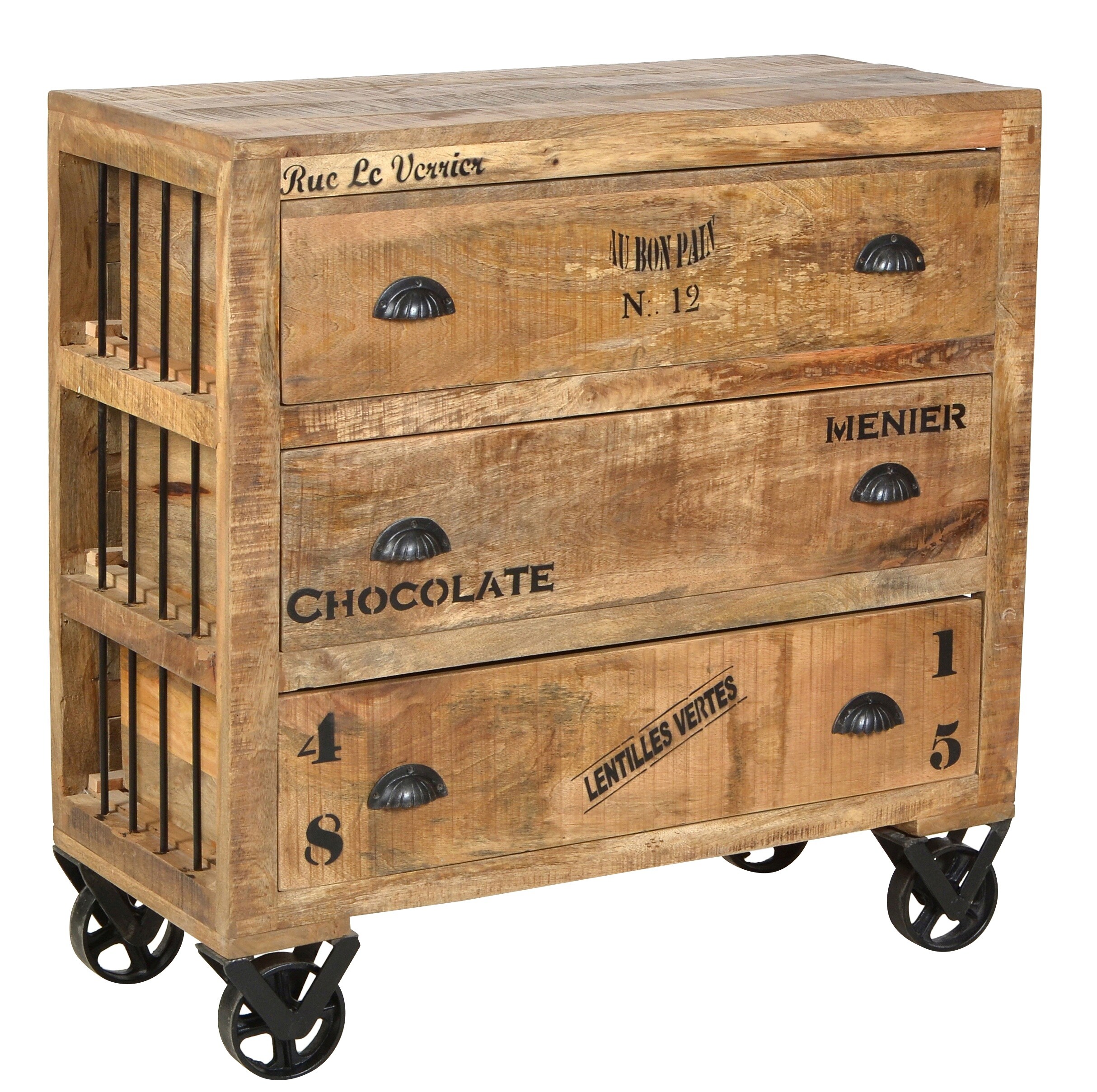 Kommode Mangoholz natur Schubladenschrank Sideboard Wohnzimmer Schrank
