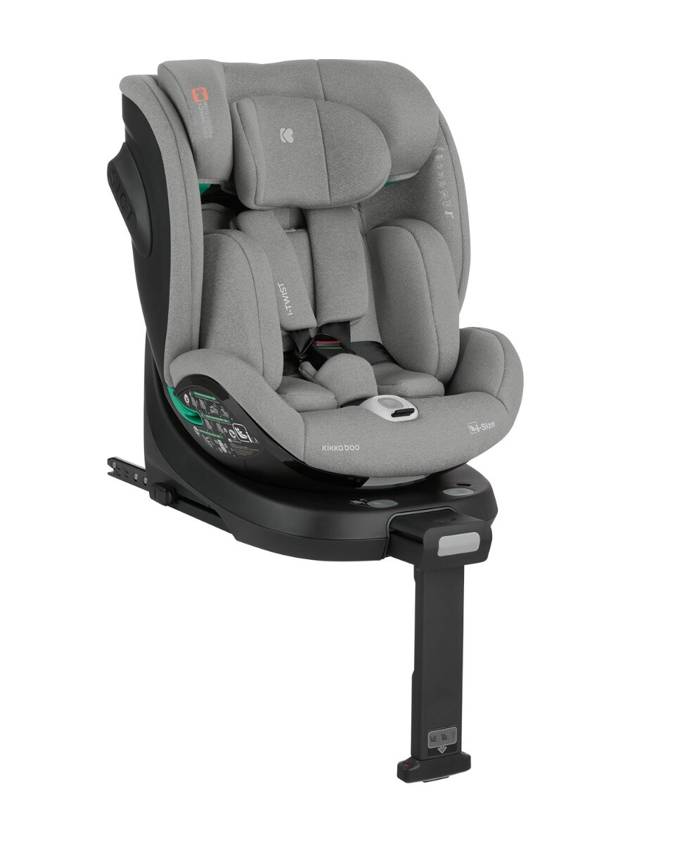 Kikkaboo Kindersitz i-Twist i-Size (40-150 cm) Gruppe 0+/1/2/3 Stützbein Isofix hellgrau