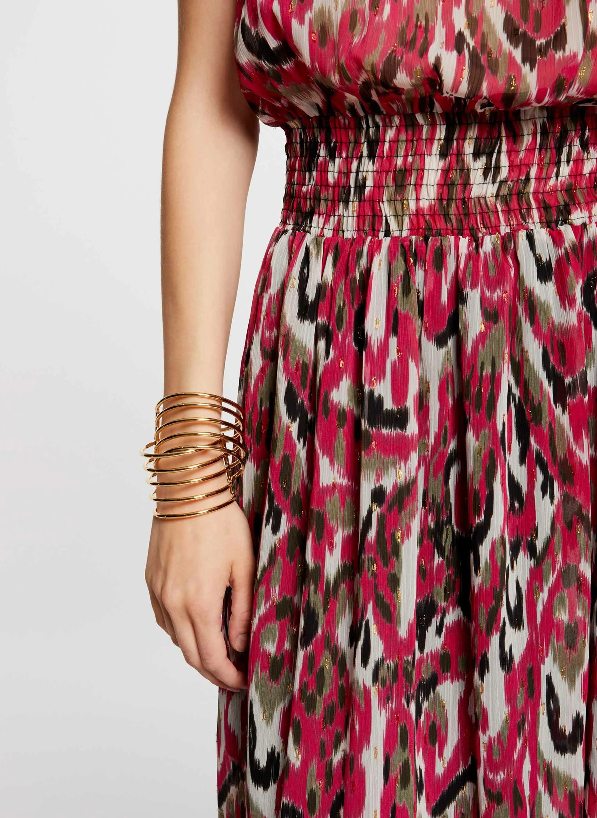 RTINA.F - Robe longue cintrée imprimée| Multicolore
