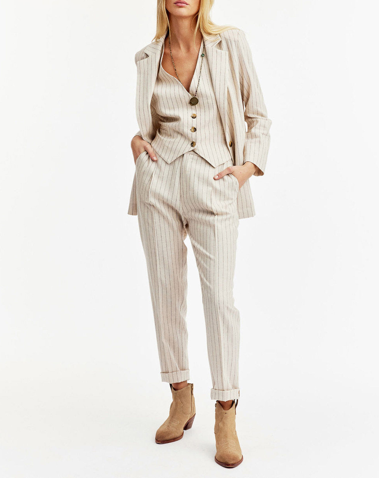 Lauren Vidal Veste en Lin mélangé Lima crème
