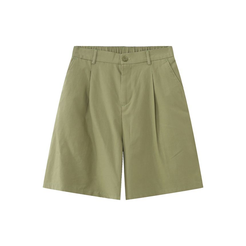 FAERIS - Effen overhemd met lange mouwen en kraag / Bermudashorts met gemiddelde taille