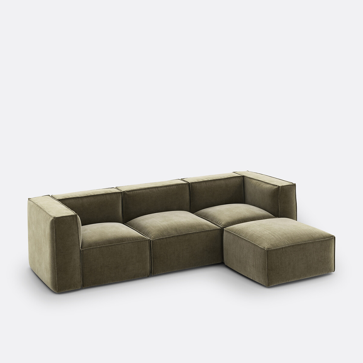 LA REDOUTE INTERIEURS<br>Sofá modular de canto, veludo cotelê vintage, Seven