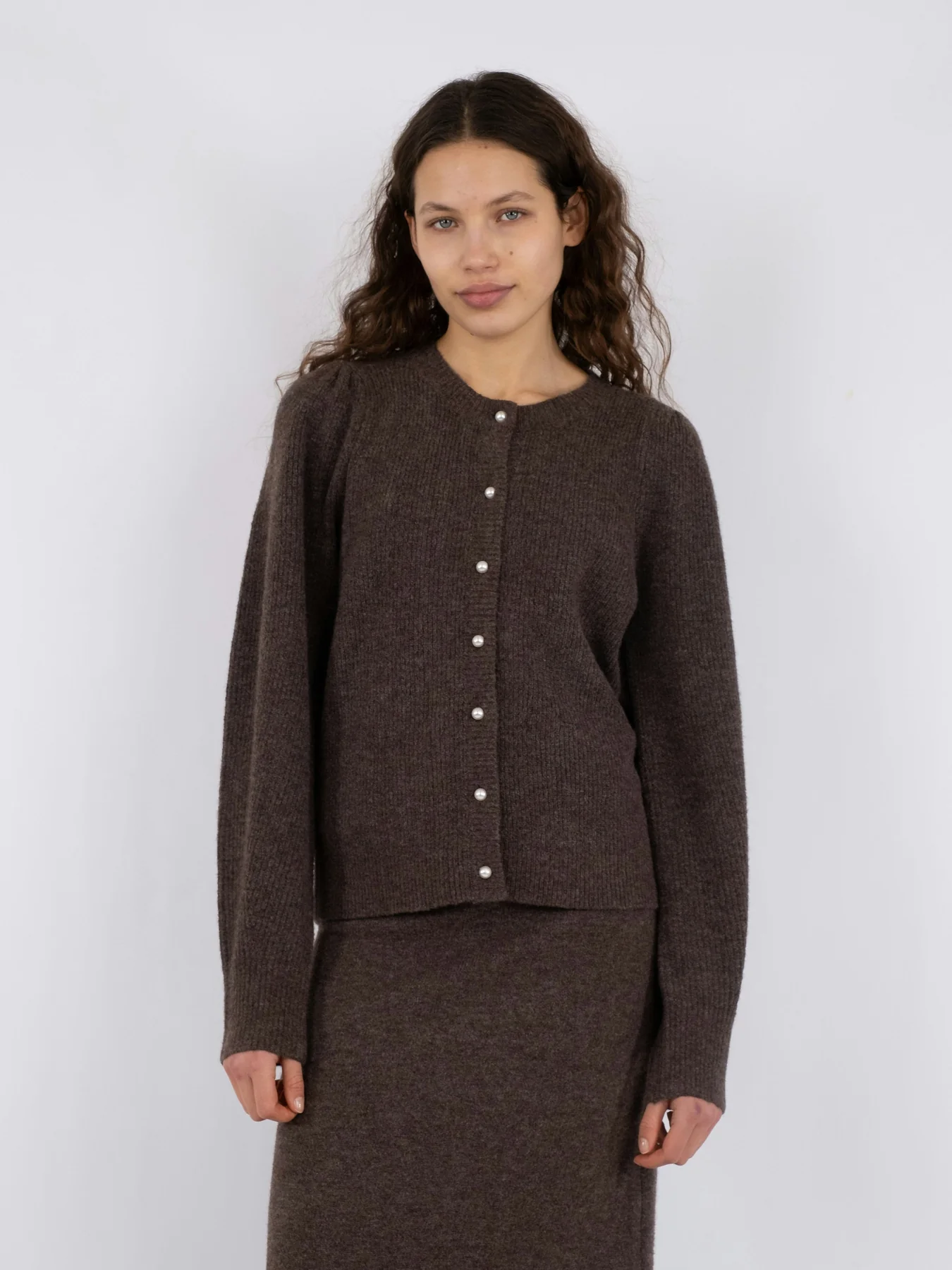 Neo Noir Nuna Knit Cardigan brown melange