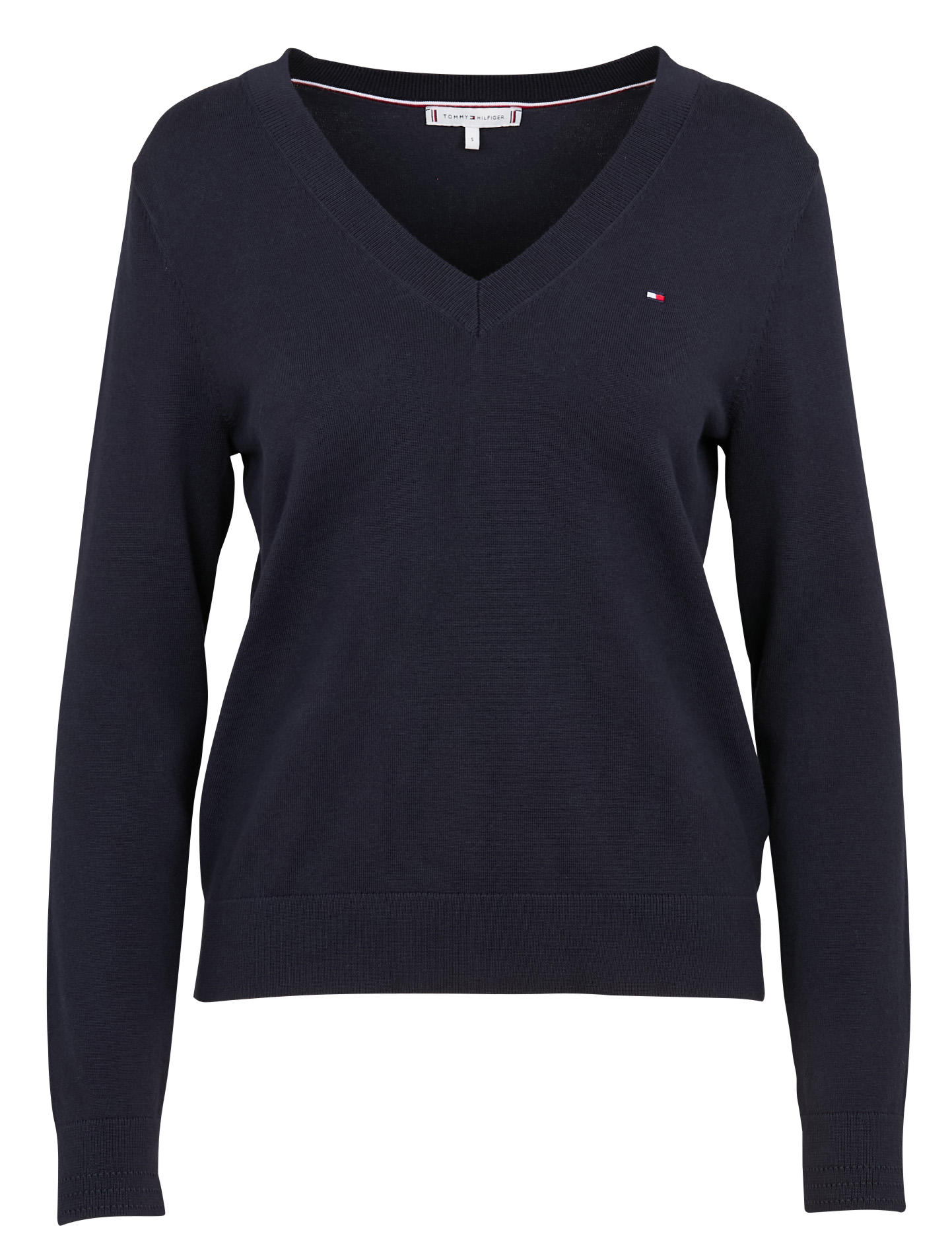 Pull col V en coton organique mélangé | Bleu
