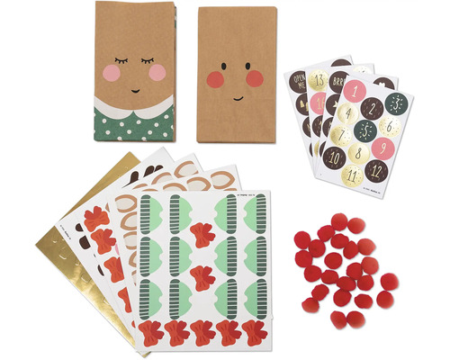 Adventskalenderset roodneus rendier 216 stuks