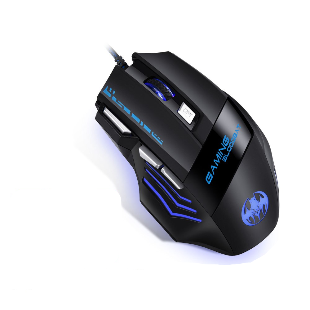 Optische USB Gaming Maus mit Kabel 3200 DPI mit RGB LED Beleuchtung und 7 Tasten - Schwarz