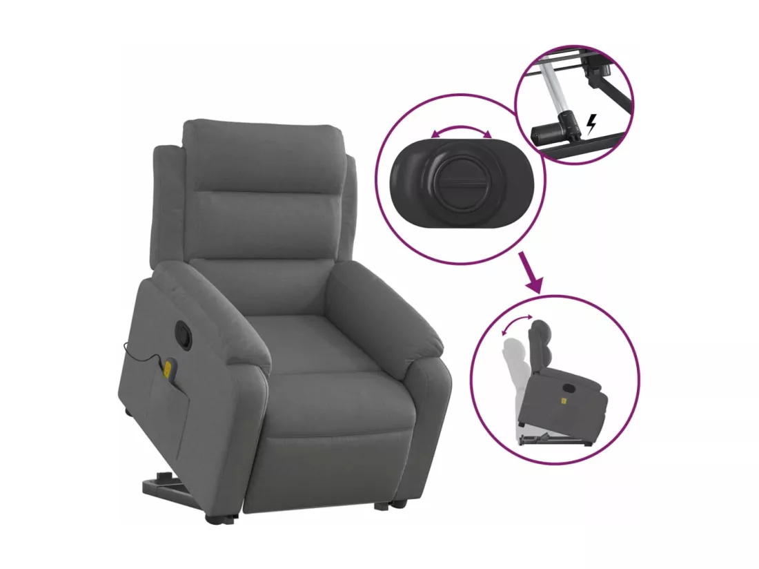 Fauteuil massant inclinable Gris foncé Tissu