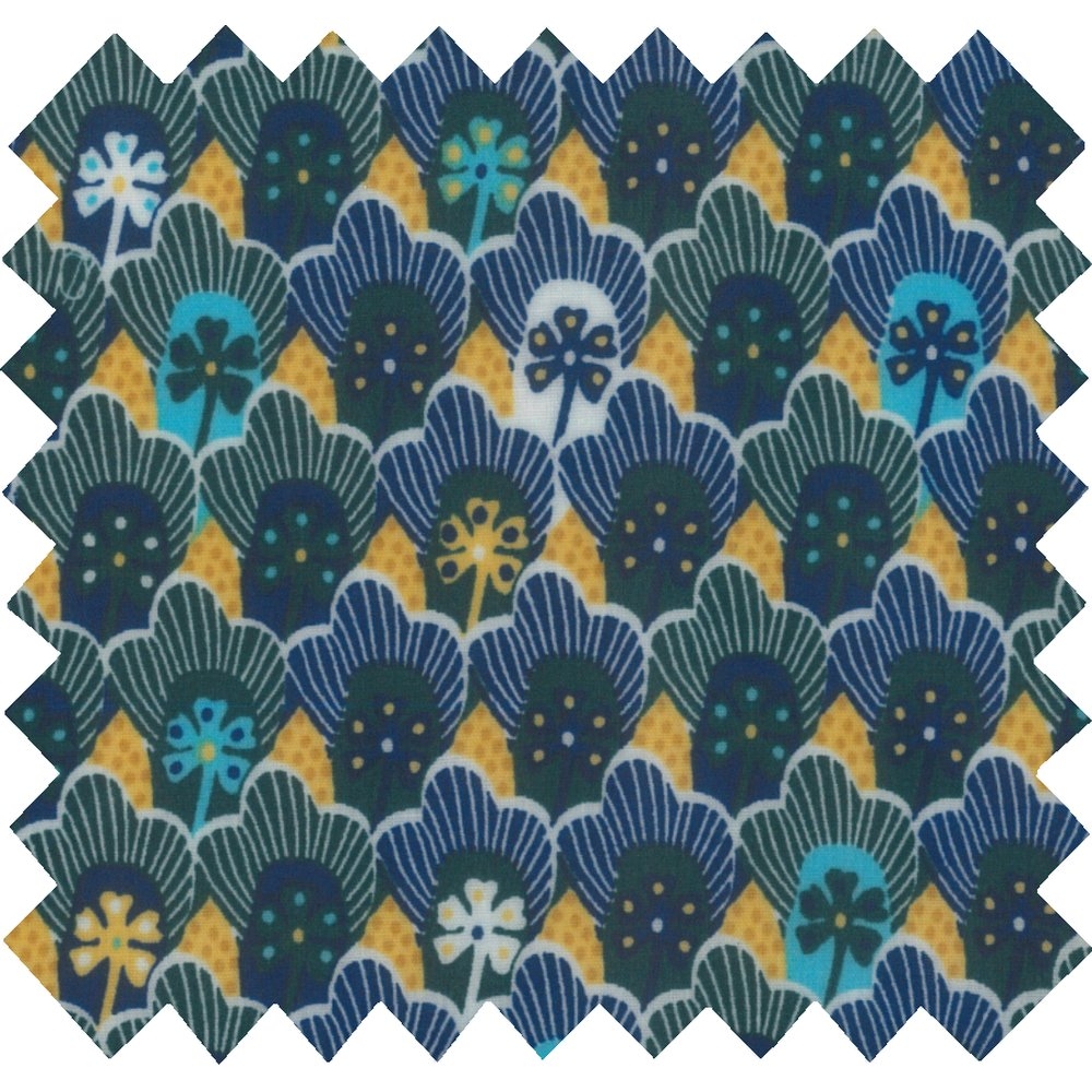 Tissu Enduit Au Mètre Fleurs Géo Vert Jaune Ex1071