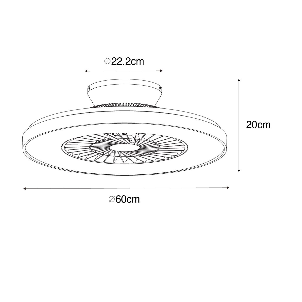 Smart plafondventilator zwart met ster effect 60cm incl. LED dimbaar met afstandsbediening - Climo