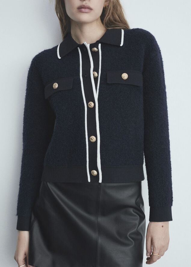 MANGO Knitted jacket. -- NURIA Navy