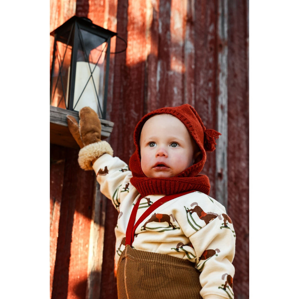 Køb Silly Silas Acorn Brown With Maple Leaf Footed Strømpebukser Christmas Edition
