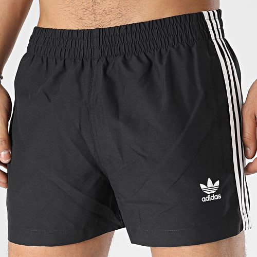 Short De Bain A Bandes 3 Stripes HT4419 Noir