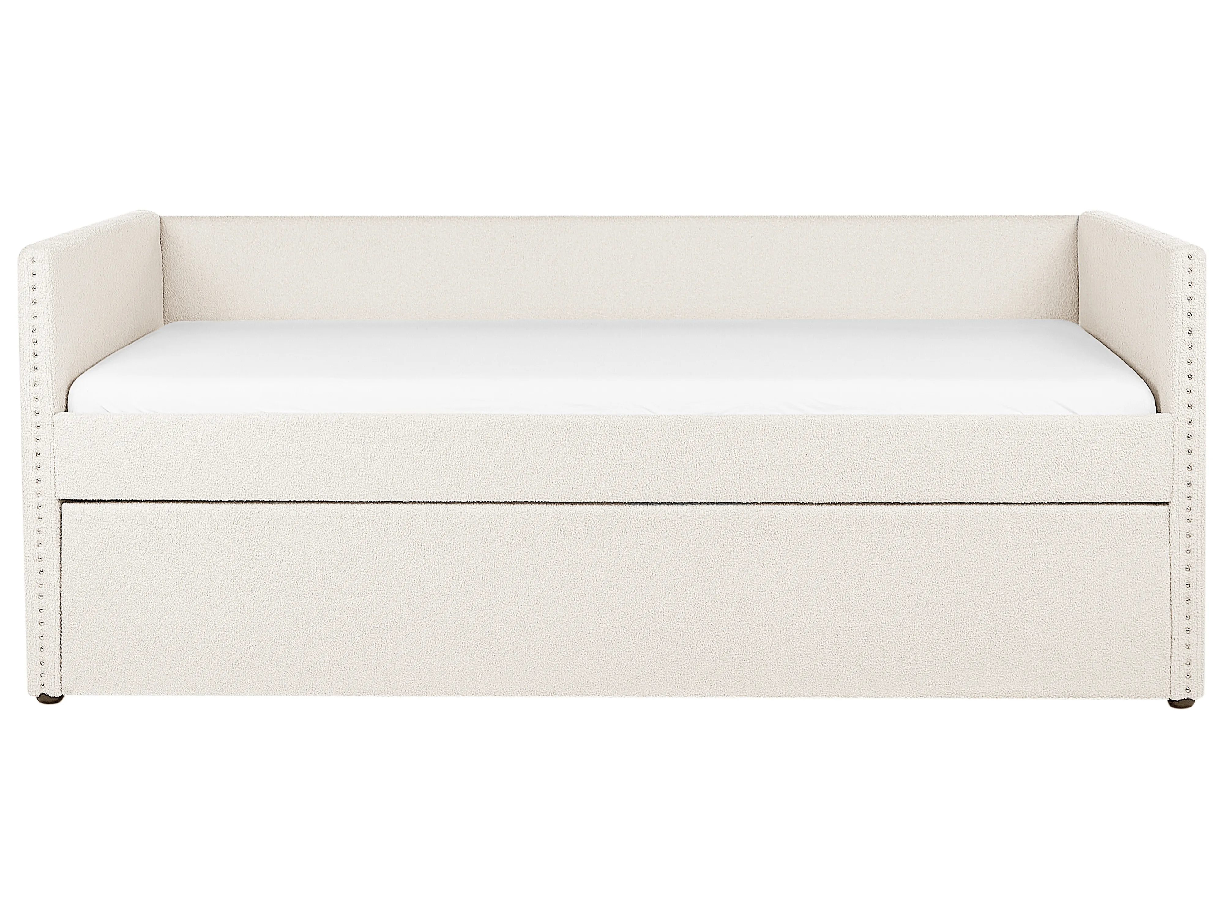 Onderschuifbed Bouclé TROYES 90 x 200 cm Lichtbeige