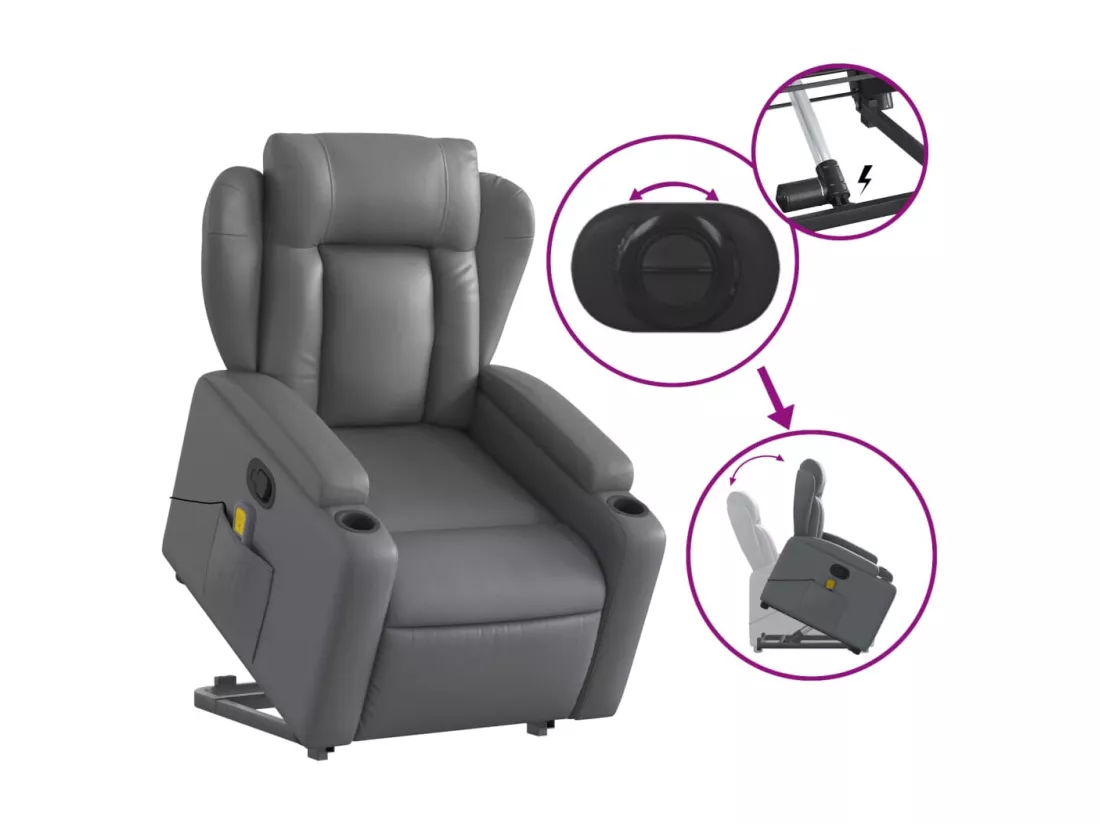 Fauteuil inclinable massant Gris Similicuir