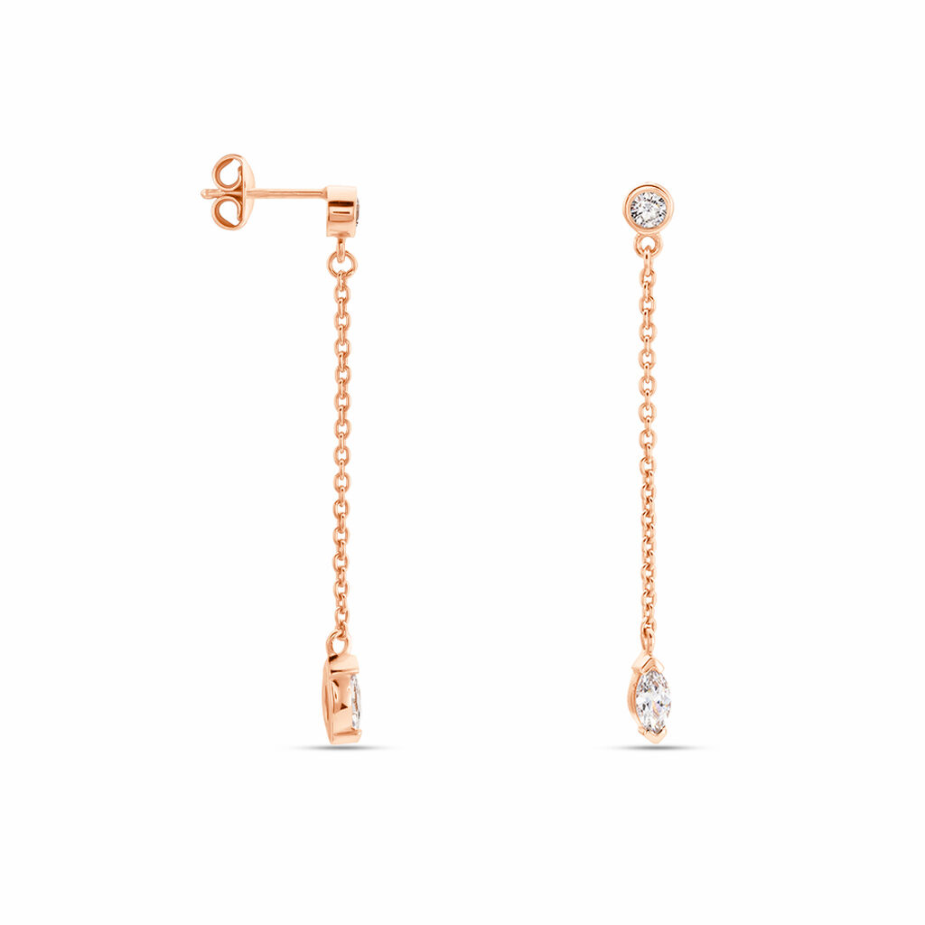 Boucles D'oreilles Pendantes Kenta Argent Rose Oxyde De Zirconium